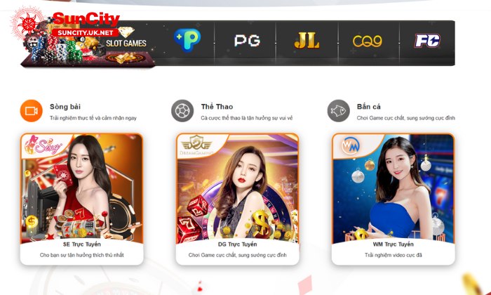 Sảnh game hot được giới thiệu tại Suncity